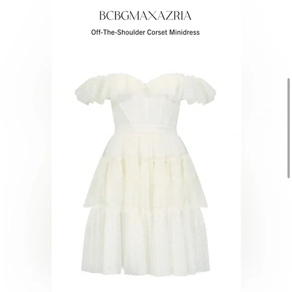 BCBG Maxazria Off the Shoulder Corset Mini Dress NWT - Picture 3 of 9